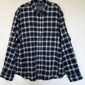 U.S. Polo Assn. Navy and Light Blue Flannel Plaid Men’s Shirt 3XL NWOT Button Up